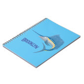 Schwertfischfisch Cartoon Illustration Notizblock (Linke Seite)