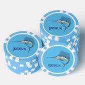 Schwertfischfisch Cartoon Illustration Pokerchips (Stapel)