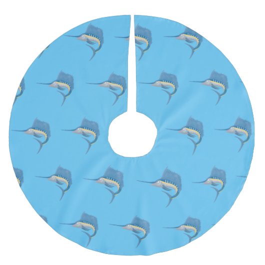 Schwertfischfisch Cartoon Illustration Polyester Weihnachtsbaumdecke (Vorderseite)