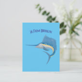 Schwertfischfisch Cartoon Illustration Postkarte (Stehend Vorderseite)