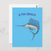Schwertfischfisch Cartoon Illustration Postkarte (Vorne/Hinten)