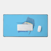 Schwertfischfisch Cartoon Illustration Schreibtischunterlage (Tastatur & Maus)