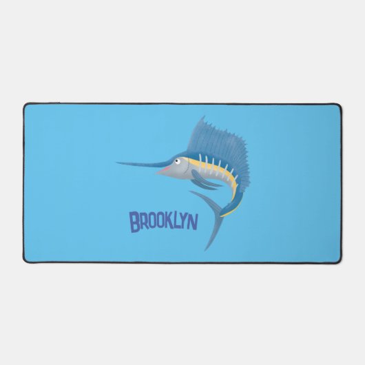 Schwertfischfisch Cartoon Illustration Schreibtischunterlage (Vorderseite)