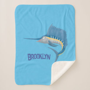 Schwertfischfisch Cartoon Illustration Sherpadecke