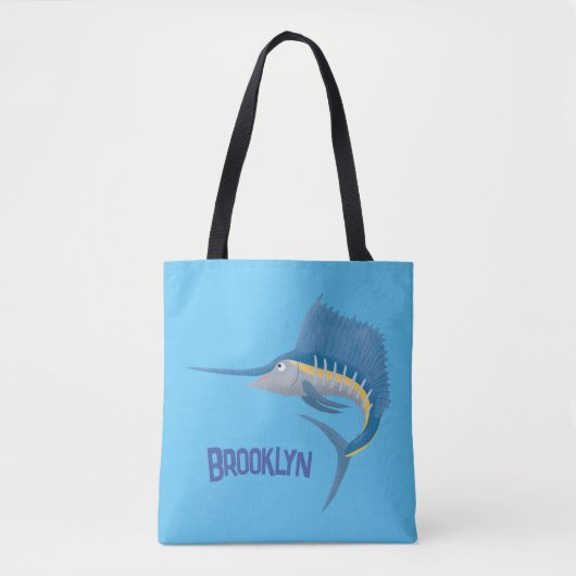 Schwertfischfisch Cartoon Illustration Tasche (Vorderseite)