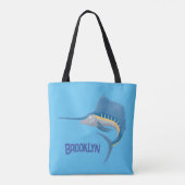 Schwertfischfisch Cartoon Illustration Tasche (Rückseite)