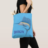 Schwertfischfisch Cartoon Illustration Tasche (Von Nahem)