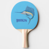 Schwertfischfisch Cartoon Illustration Tischtennis Schläger (Rückseite)