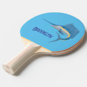 Schwertfischfisch Cartoon Illustration Tischtennis Schläger (Vorderseite)