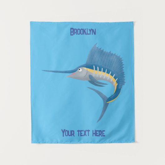 Schwertfischfisch Cartoon Illustration Wandteppich (Vorderseite)