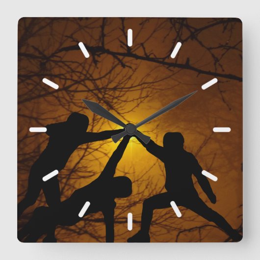 Schwertkämpfer Quadratische Wanduhr (Vorderseite)