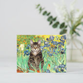 Schwertlilien - Getigerte Tigerkatze 30 Postkarte (Stehend Vorderseite)