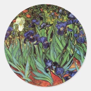 Schwertlilien von Vincent van Gogh, Vintage-Garten Runder Aufkleber