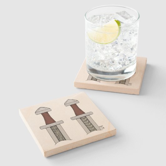 Schwertmuster Steinuntersetzer (Seitenansicht)