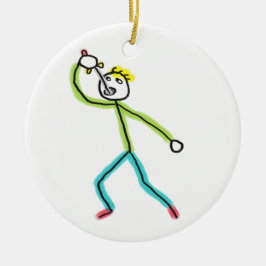 Schwertschluckender Stockmann Keramik Ornament