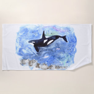 Schwertwal-Aquarell Strandtuch
