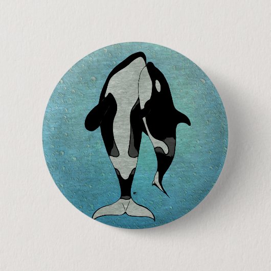Schwertwal-Blau Button (Vorderseite)