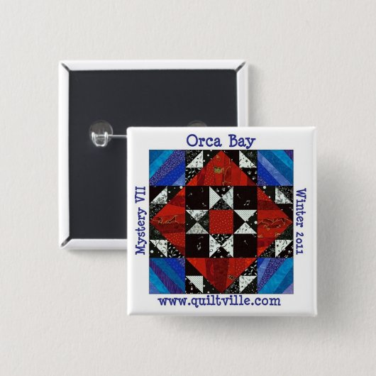 Schwertwal-Bucht-Geheimnisknopf, Quiltville Button (Vorne & Hinten)