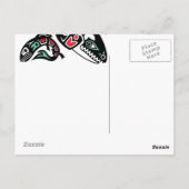 Schwertwal-Killerwal u. Lachse - HaidaFarbgrafik Postkarte (Rückseite)