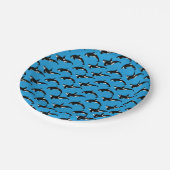 Schwertwal-Muster: Blau Pappteller (Schrägansicht)
