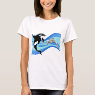 Schwertwal und Delphin in den Wellen T-Shirt