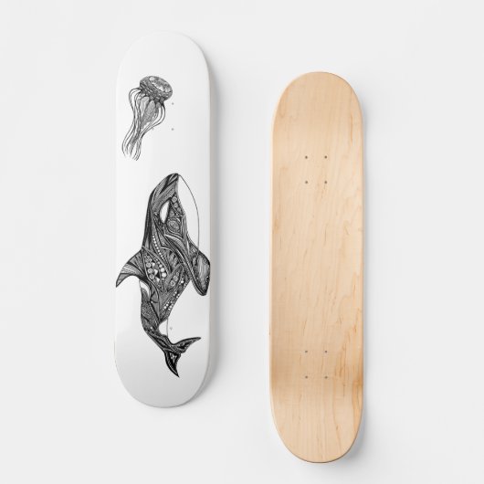 Schwertwal-und Quallen-"Mörder-" Skateboard (Vorderseite)