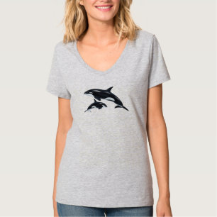 Schwertwal V-Ausschnitt T-Shirt