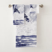 Schwertwal-Wal-Aquarell-Blau Badhandtuch Set (Insitu)