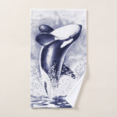 Schwertwal-Wal-Aquarell-Blau Badhandtuch Set (Handtuch)
