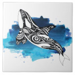Schwertwal-Wal-Blau-Aquarell Fliese<br><div class="desc">Schwertwalwalkunst</div>