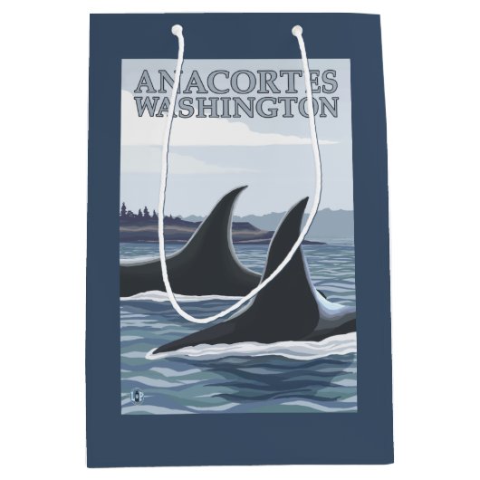 Schwertwal-Wale #1 - Anacortes, Washington Mittlere Geschenktüte (Vorderseite)
