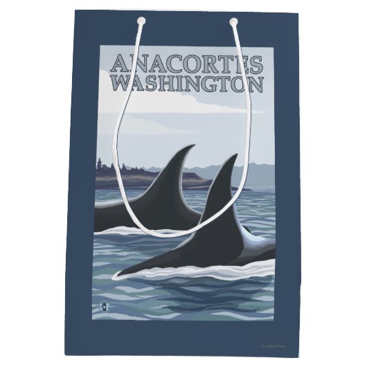 Schwertwal-Wale #1 - Anacortes, Washington Mittlere Geschenktüte (Rückseite)