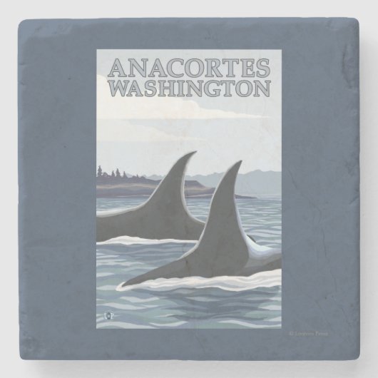 Schwertwal-Wale #1 - Anacortes, Washington Steinuntersetzer (Vorderseite)