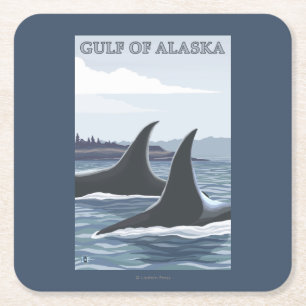 Schwertwal-Wale #1 - das Golf von Alaska Rechteckiger Pappuntersetzer