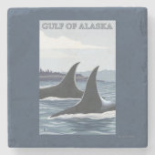 Schwertwal-Wale #1 - das Golf von Alaska Steinuntersetzer (Vorderseite)