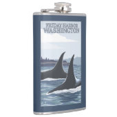 Schwertwal-Wale #1 - Freitag-Hafen, Washington Flachmann (Rechts)