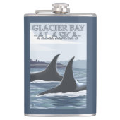 Schwertwal-Wale #1 - Glacier Bay, Alaska Flachmann (Vorderseite)