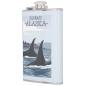 Schwertwal-Wale #1 - Juneau, Alaska Flachmann (Links)