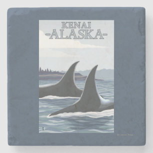 Schwertwal-Wale #1 - Kenai, Alaska Steinuntersetzer
