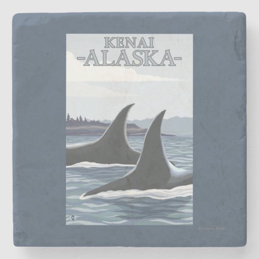 Schwertwal-Wale #1 - Kenai, Alaska Steinuntersetzer (Vorderseite)