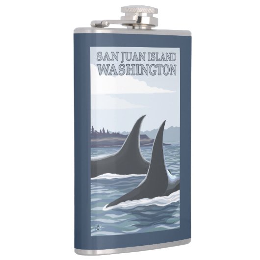 Schwertwal-Wale #1 - San- Juaninsel, Washington Flachmann (Rechts)