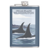 Schwertwal-Wale #1 - Schwertwale Insel, Washington Flachmann (Vorderseite)