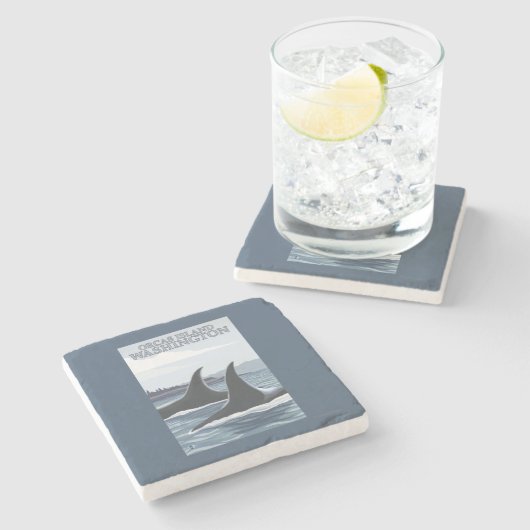 Schwertwal-Wale #1 - Schwertwale Insel, Washington Steinuntersetzer (Seitenansicht)