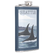 Schwertwal-Wale #1 - Seattle, Washington Flachmann (Rechts)