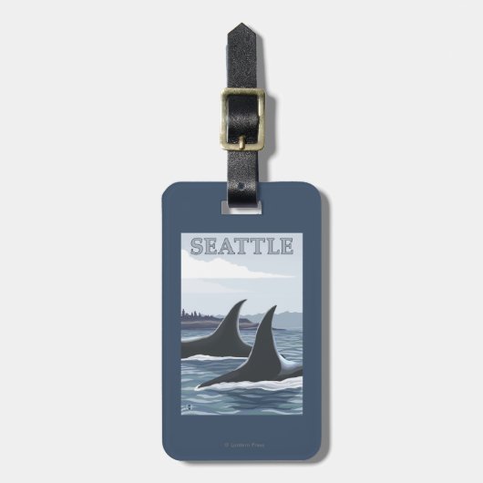 Schwertwal-Wale #1 - Seattle, Washington Gepäckanhänger (Vorderseite vertikal)