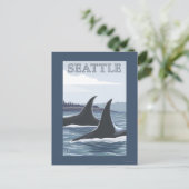Schwertwal-Wale #1 - Seattle, Washington Postkarte (Stehend Vorderseite)