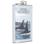 Schwertwal-Wale #1 - Sitka, Alaska Flachmann (Rechts)