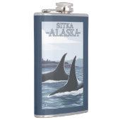 Schwertwal-Wale #1 - Sitka, Alaska Flachmann (Rechts)