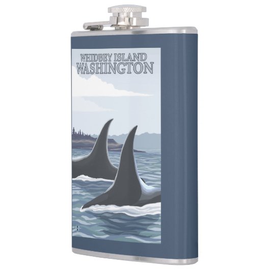 Schwertwal-Wale #1 - Whidbey, Washington Flachmann (Links)