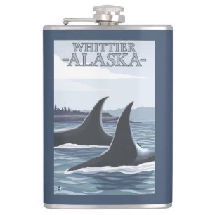 Schwertwal-Wale #1 - Whittier, Alaska Flachmann